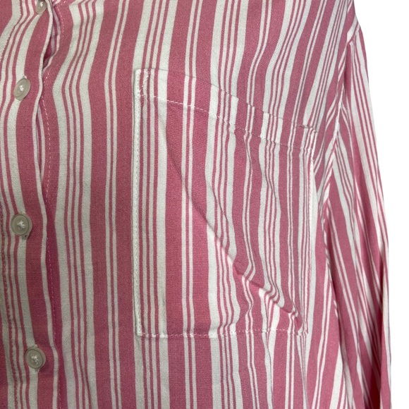 torrid Pink & White Striped Tie-Front Button Down Shirt - Picture 5 of 15